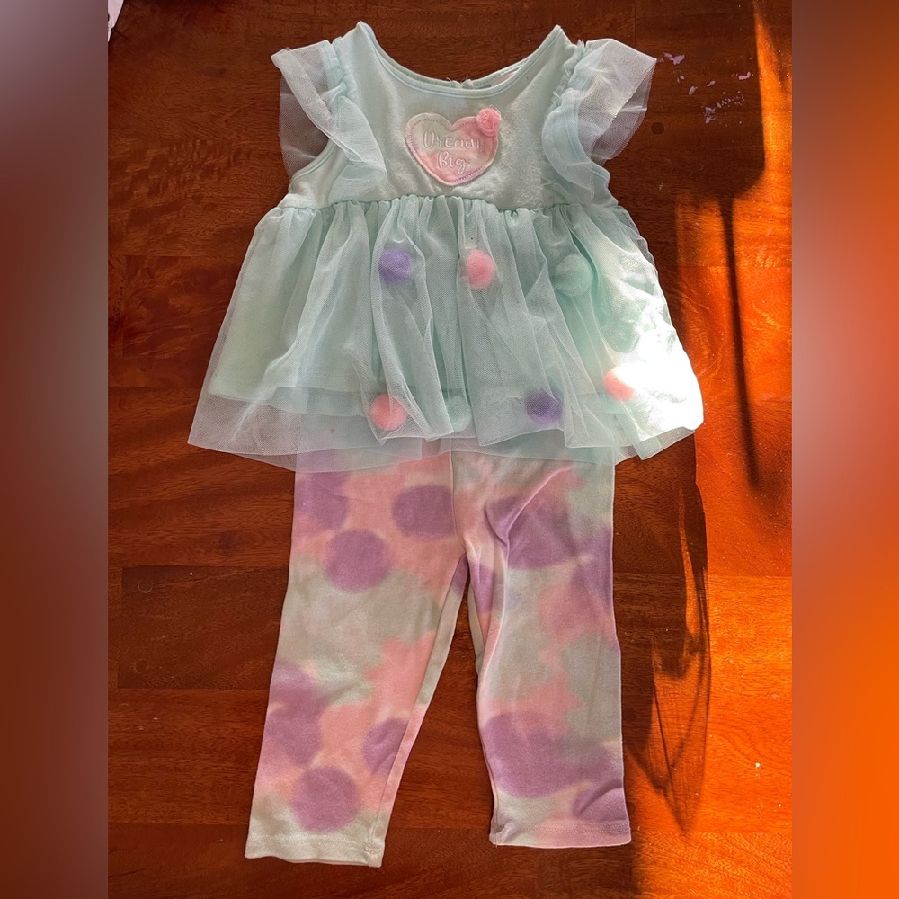Pastel sleeveless top with tule and matching pants